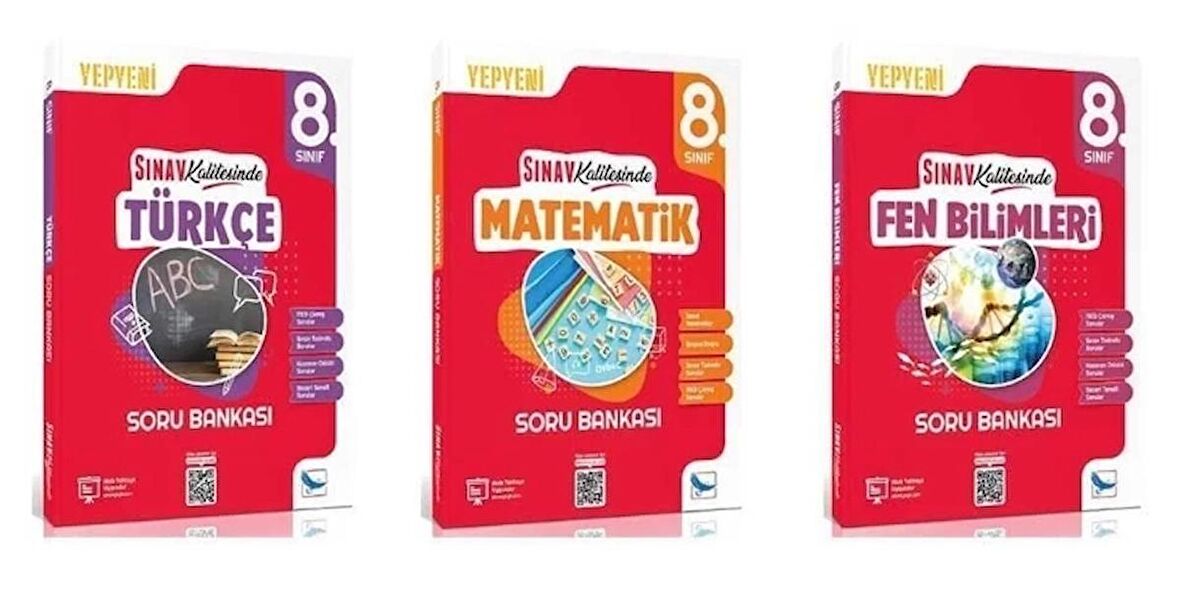 8.SINIF TÜRKÇE + MATEMATİK + FEN BİLİMLERİ  SORU BANKASI SINAV KALİTESİNDE (3 KİTAP)